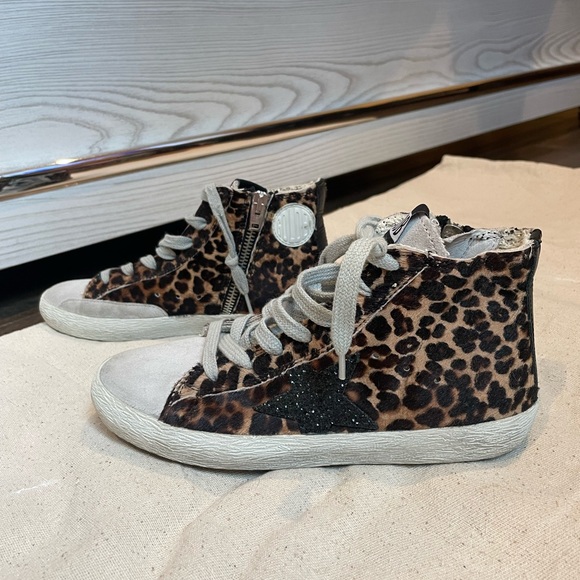 Golden Goose Mid Star Leopard-Print Suede with Black Leather Strip - Picture 3 of 4